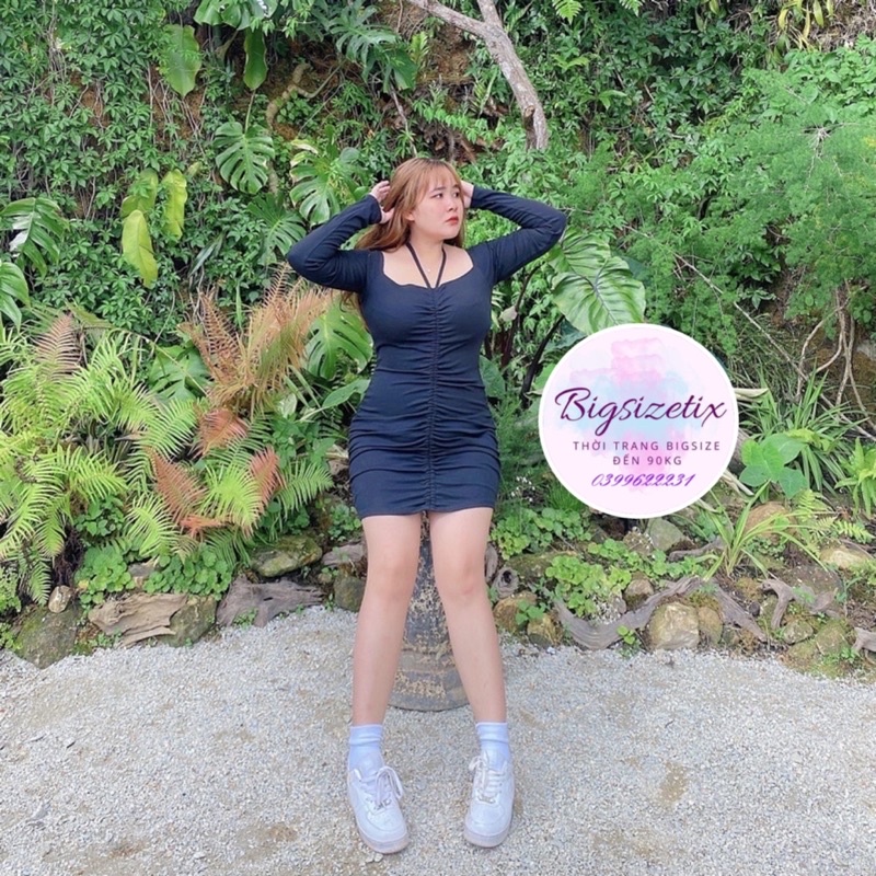 Đầm body trễ vai dây rút mặc được 2 kiểu bigsize 50-90kg