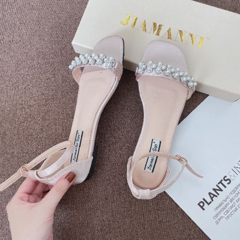 Lm(ẢNH THẬT) Sandal Lụa Quai Đá Đế Bằng Mềm Êm Fullbox Cao Cấp