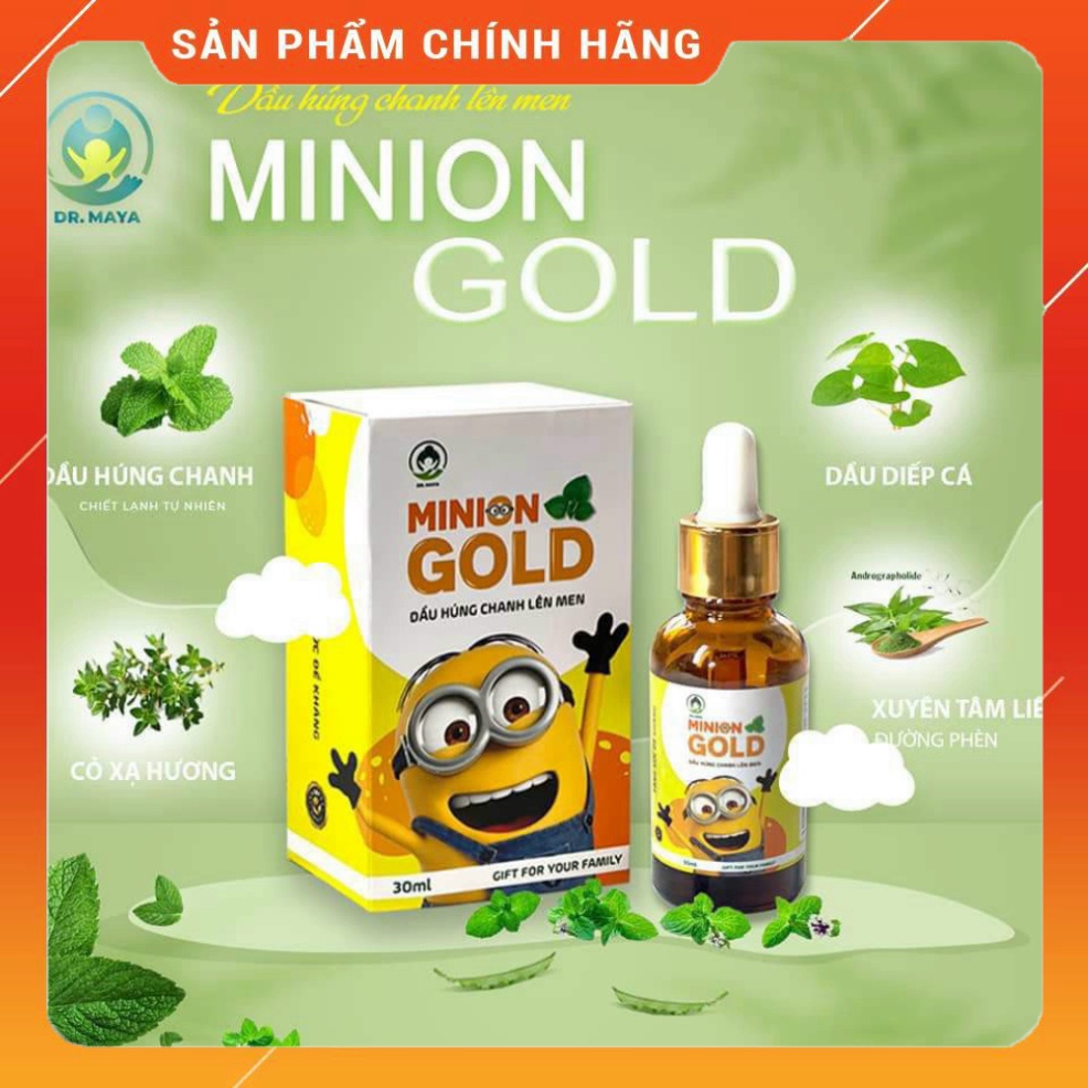 Dầu Húng Chanh Minion 30ml giảm ho, tiêu đờm - Dầu Húng Chanh Minion Gold- Tinh dầu húng chanh minion - hoa