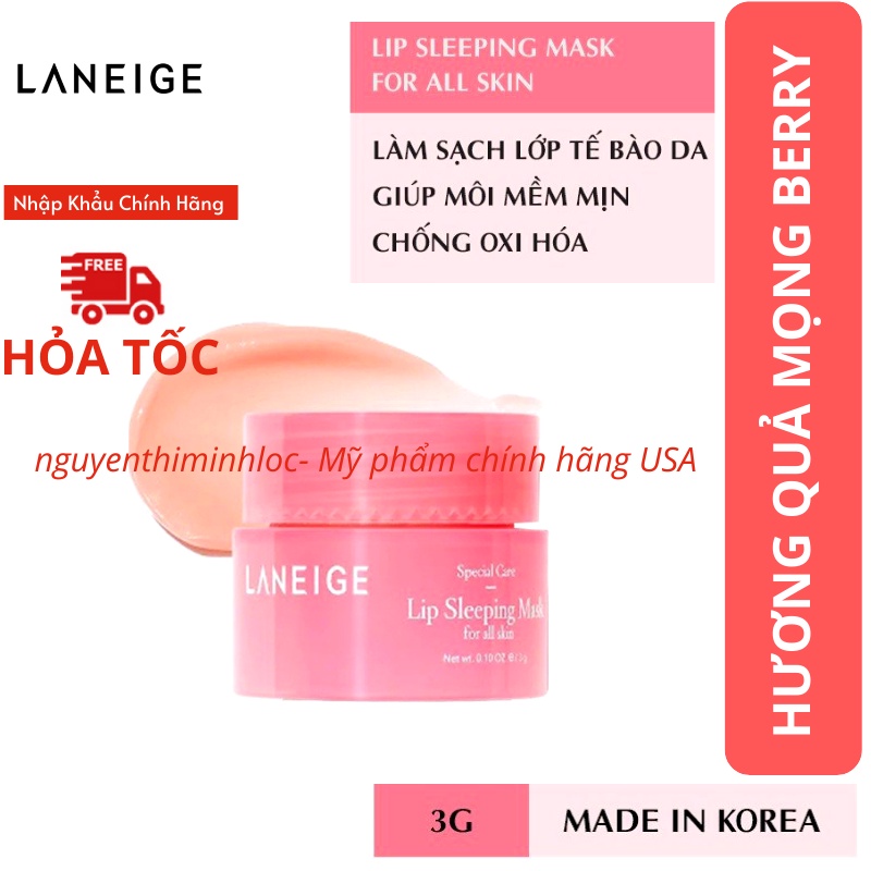 Mặt Nạ Ngủ Môi Berry LANEIGE SPECIAL CARE LIP SLEEPING MASK 3g - Hương Quả Mọng Berry Siêu Thơm