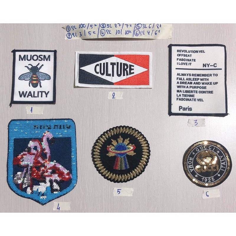 set 2 sticker hình thêu bản chũ huy hiệu (ko keo)