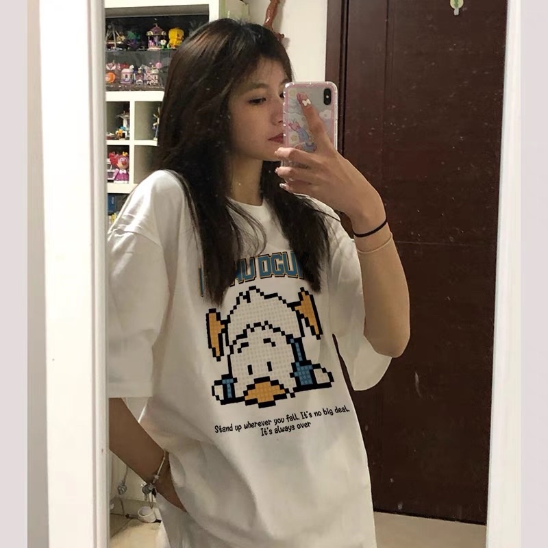 Áo phông in nổi form rộng tay lỡ FALL DOWN VỊT DONAL áo thun tay lỡ Unisex Local HT Fashion
