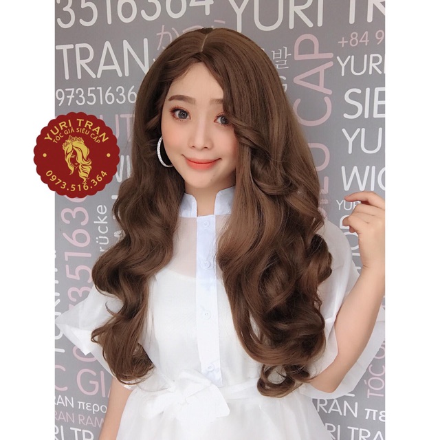 Tóc bộ siêu cấp YuriTran (sóng nước mái dài vàng rêu)