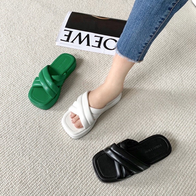 Sorami.Shoes | Dép lê đế xuồng quai chéo 3p êm, da mềm