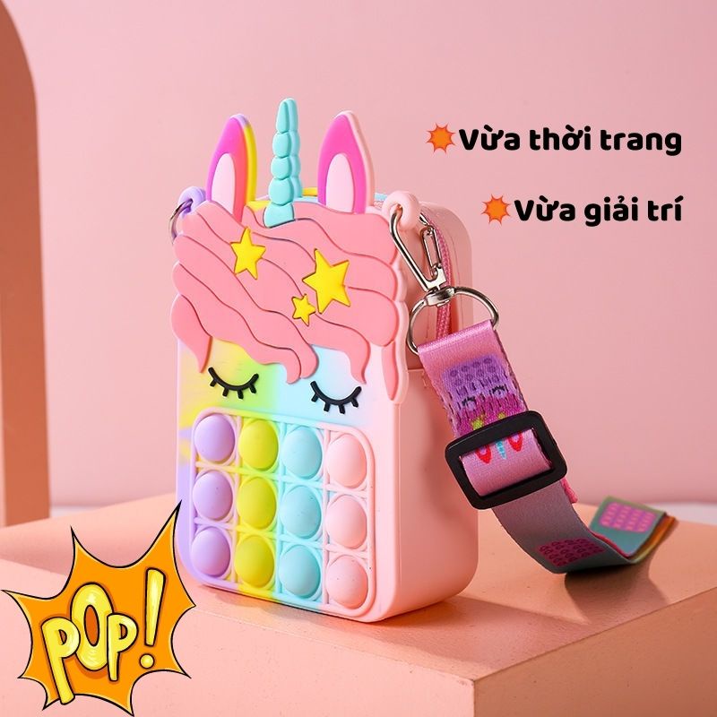 Pop It Bag Túi Xách Màu Sắc Cầu Vồng Cỡ Lớn Dành Cho Trẻ Em , POp it giải tỏa căng thẳng