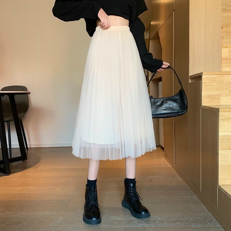 [Mã WASKT410K giảm 10K đơn 50K] Chân váy công chúa - Chân váy lưới xếp ly 2 lớp - dài 70cm | BigBuy360 - bigbuy360.vn