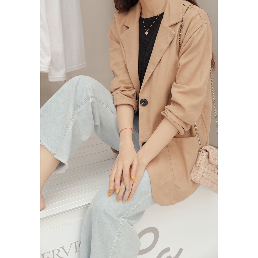 Áo khoác blazer nữ form rộng dài tay JULYF - Vest kiểu dáng trẻ trung học sinh vintage, phong cách hàn quốc ulzzang