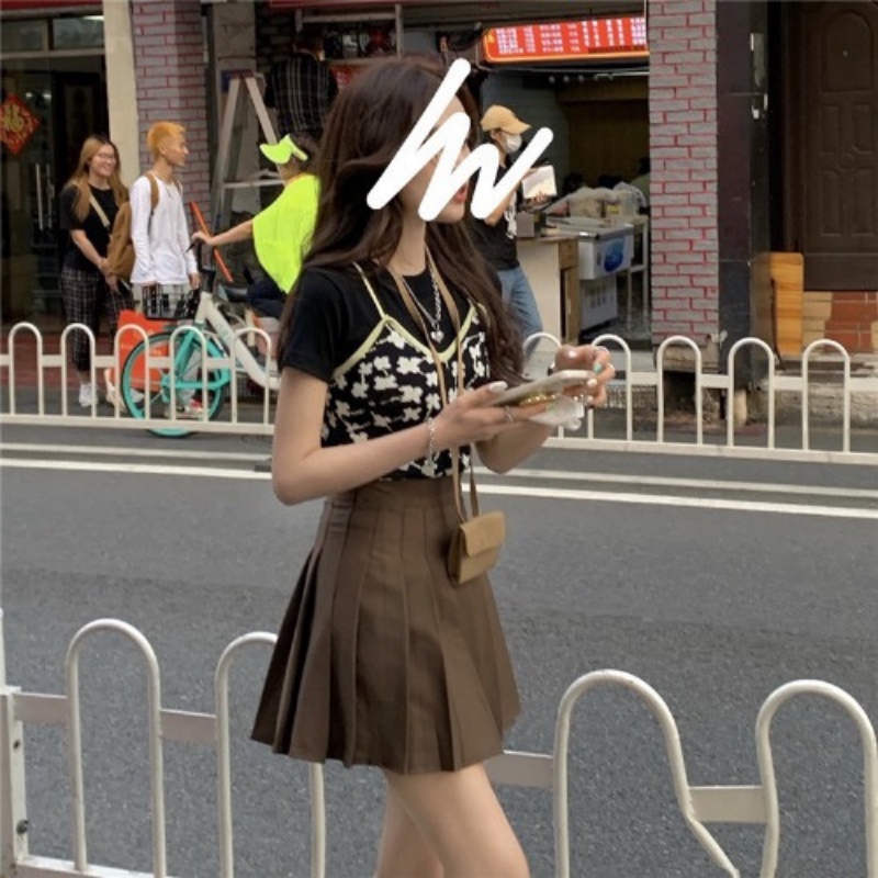 Chân váy tennis chữ A xếp ly màu nâu dáng ngắn kiểu Hàn Quốc CW258 | BigBuy360 - bigbuy360.vn