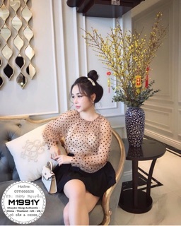 Áo chấm bi tay bồng ( kèm ảnh & video thật )