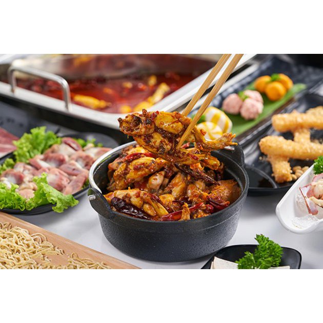 HCM [E-Voucher] Buffet lẩu ếch cao cấp hơn 50 món nhúng & 3 vị lẩu menu 298k-Free thức uống tại JiangHu Heroes Hotpot DT