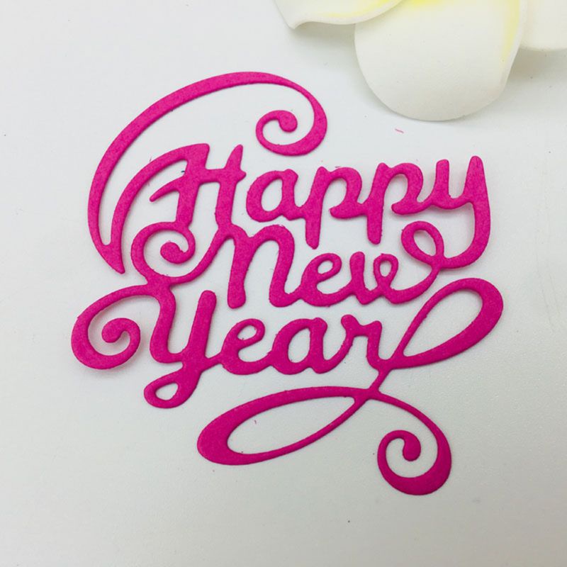Khuôn Cắt Giấy Làm Từ Kim Loại Hình Chữ happy new year Trang Trí Scrapbook