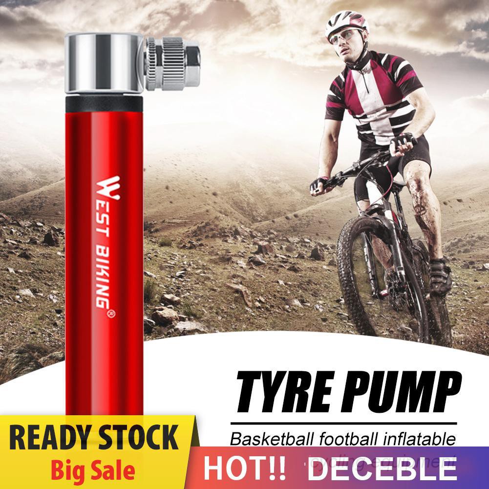 Deceble WEST BIKING Mini Air Pump Aluminum Alloy Bicycle Tire Basketball Inflator 