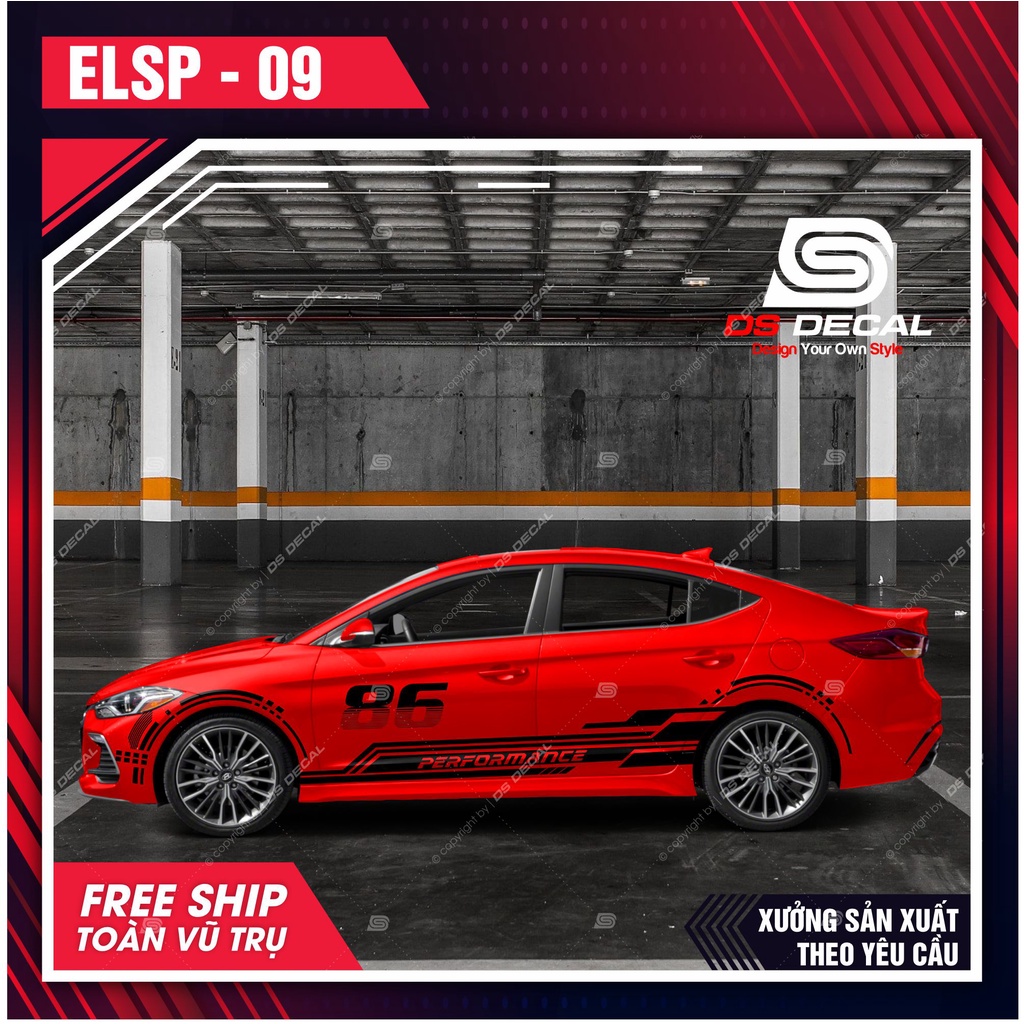 Tem dán xe ô tô Hyundai Elantra - 030 - decal dán xe ô tô - DS Decal