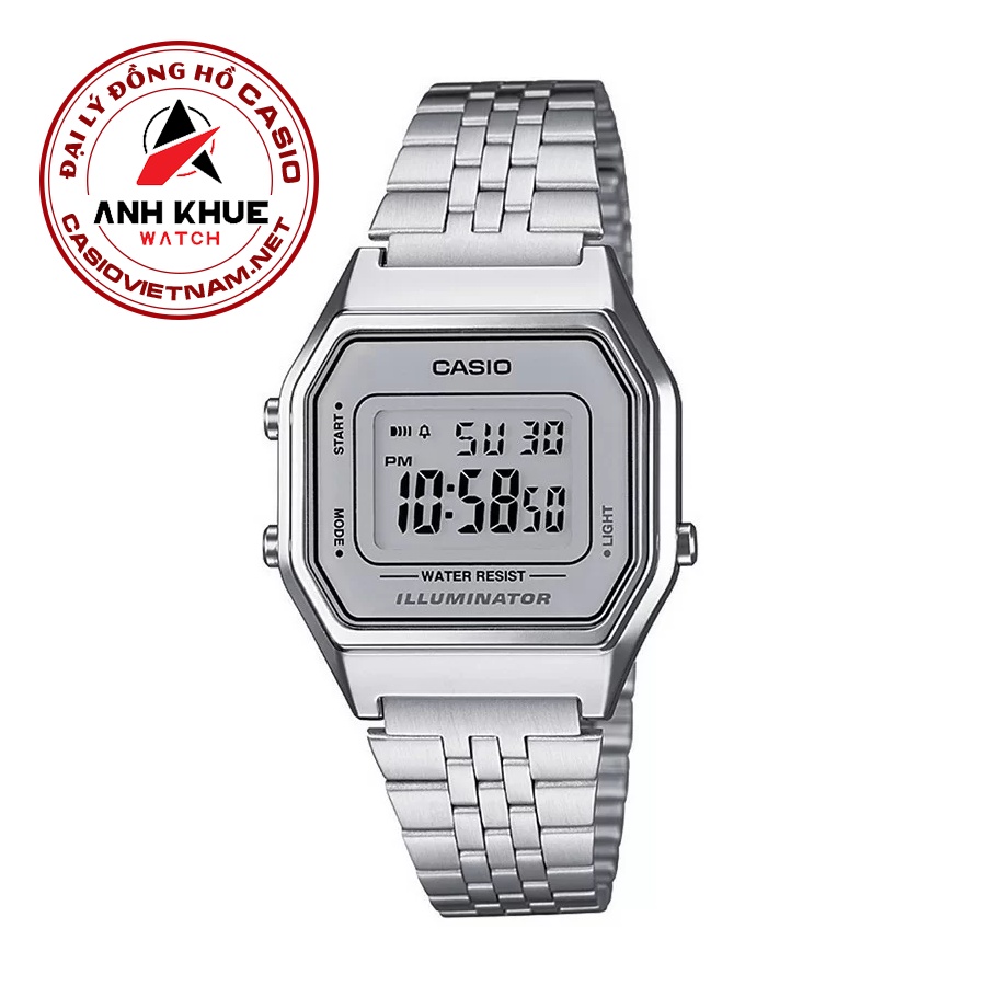 Đồng Hồ Casio Nữ LA680WA-7DF | Dây Kim Loại | Mặt Vuông Điện Tử | Chống Nước