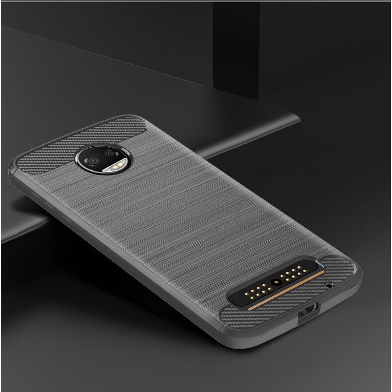 Ốp điện thoại silicon phủ sợi carbon chống sốc Motorola Moto Z2 Force Play
