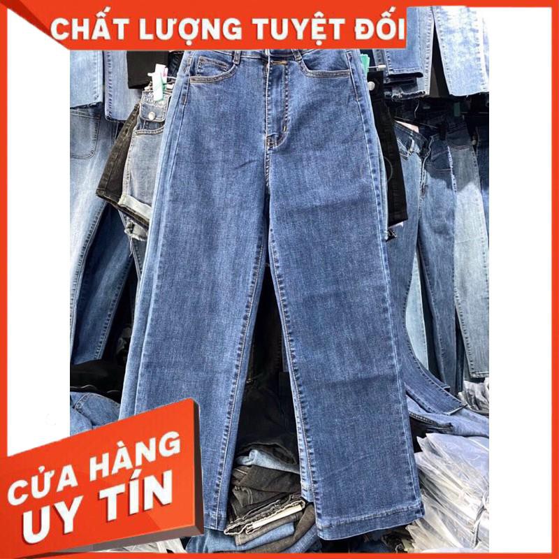 Quần jeans cạp cao ống đứng chất jeans giãn- shop tự chụp