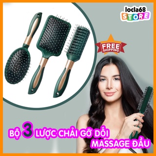 Bộ 3 lược chải đầu gỡ rối đầu tròn lược chải tóc gỡ rối cao cấp