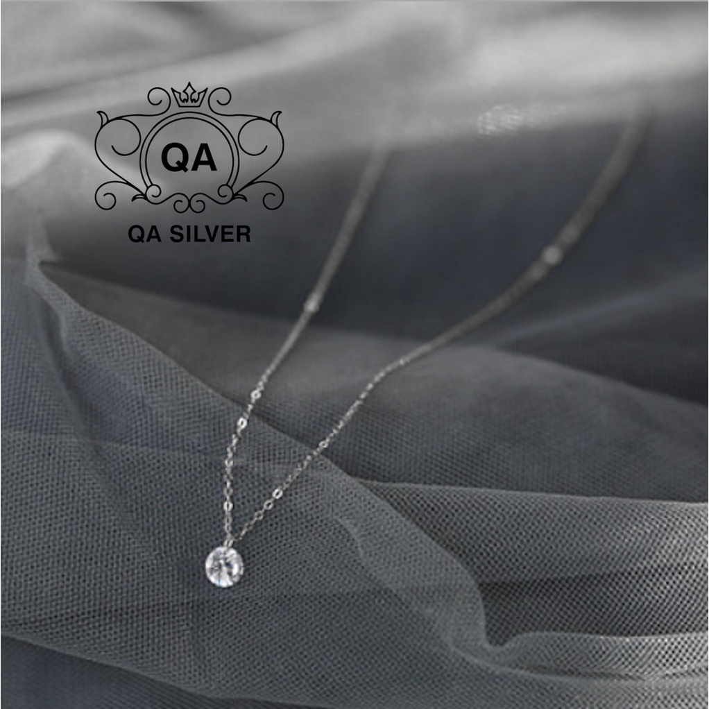Dây chuyền bạc 925 mặt đá nhỏ giác cắt vòng cổ nữ tối giản S925 DIAMOND Silver Necklace QA SILVER NE181202