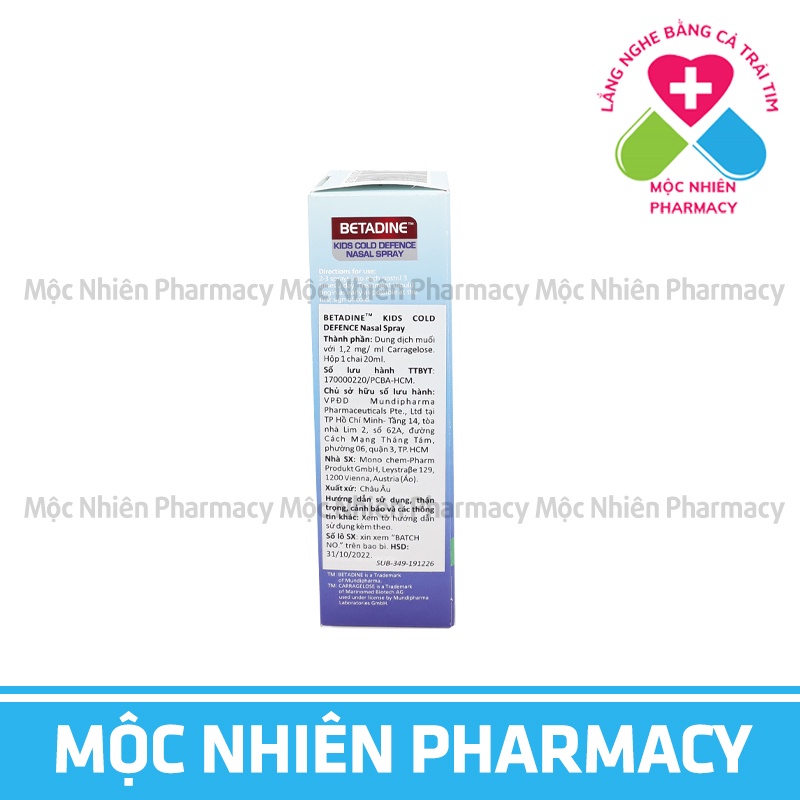 Cảm Cúm, Cảm Lạnh, Xịt Mũi BETADINE KIDS 1+, Phòng Cảm Cúm, Cảm Lạnh Do Vi Khuẩn, ViRus Cho Trẻ Từ 1 Tuổi