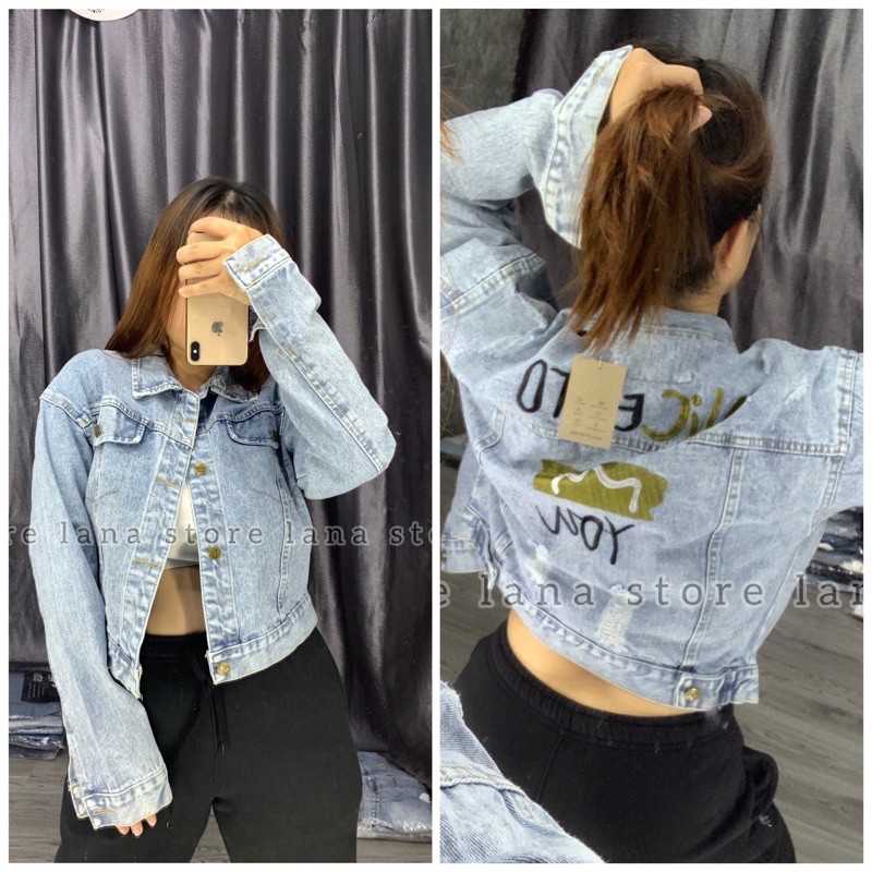 Áo Khoác Jeans Croptop Thêu NICE TO YOU ( ảnh thật ) | BigBuy360 - bigbuy360.vn