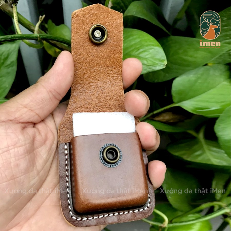 Tù trưởng -  [Da bò thật] [Phụ kiện bật lửa] Bao da Zippo gắn thắt lưng , bao da bò Handmade