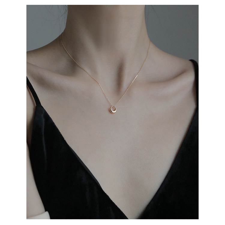 Vòng cổ Bạc 925 Mặt Tròn Đơn Giản Thời Trang Cho Nữ