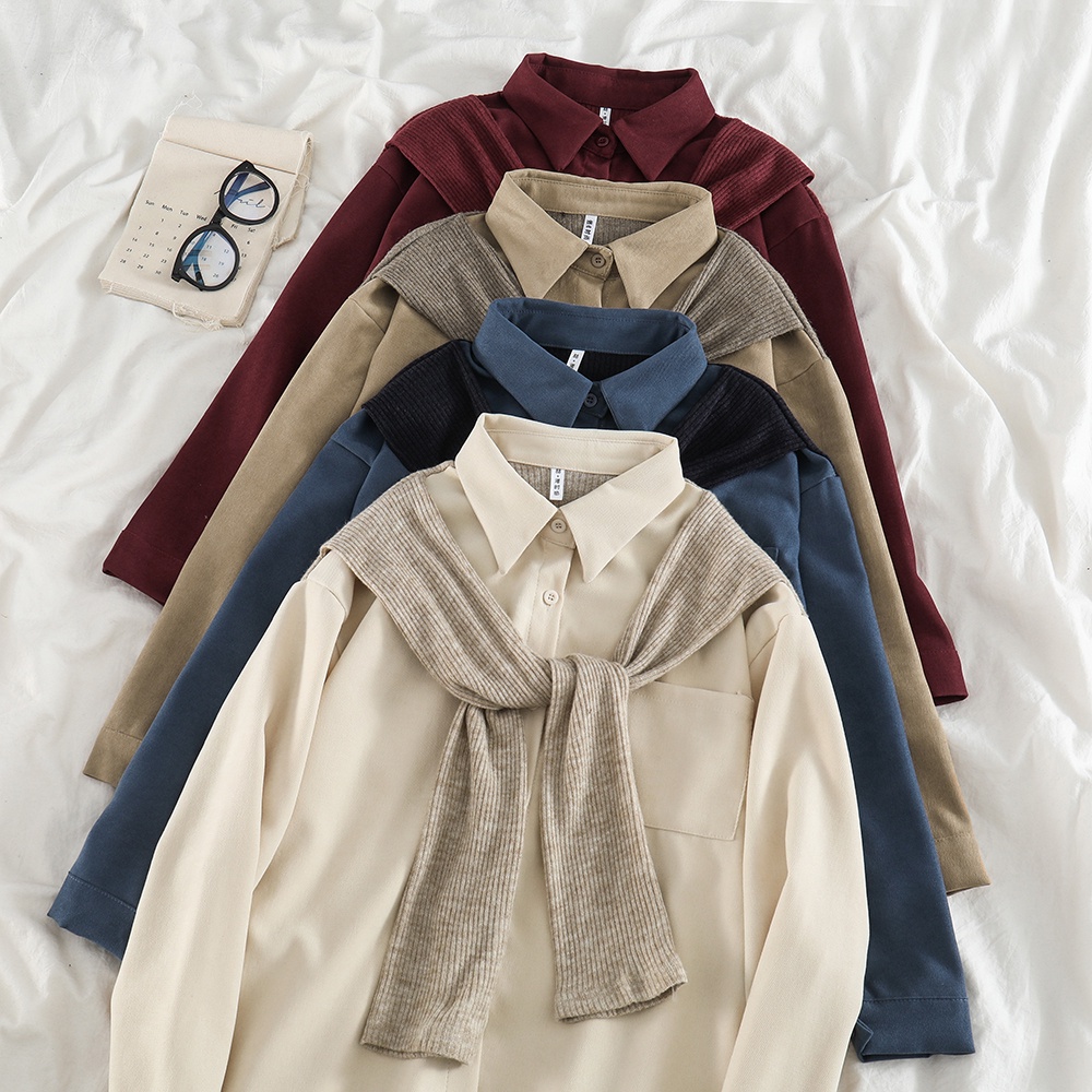 Áo khoác giả hai lớp tay dài phong cách retro | BigBuy360 - bigbuy360.vn