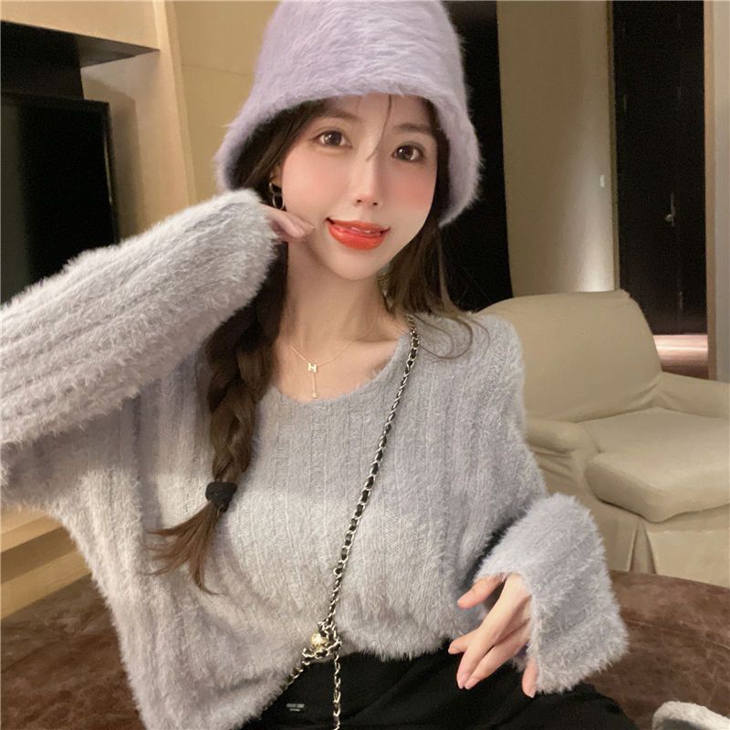 Áo Sweater Dệt Kim Chui Đầu Màu Hồng Phong Cách Thời Trang Mùa Thu Hàng Mới