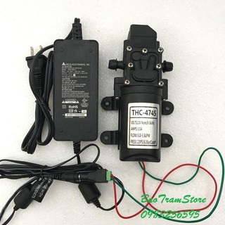 Máy bơm tăng áp mini tự ngắt 12v 40W THC-4745 kèm bộ chuyển đổi nguồn điện 220v ra 12V5A cao cấp Delta (Hoặc LitOne).