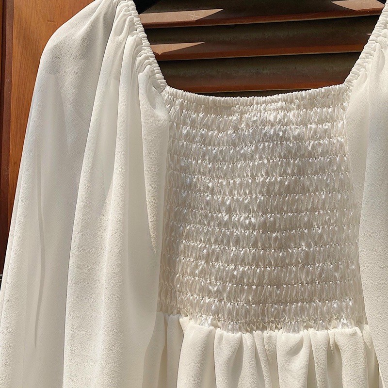 ĐẦM TRẮNG MINAL DRESS thiết kế tay dài sang trọng chất vải phi bóng quyến rũ, bo chun co giãn có kèm quần trong | BigBuy360 - bigbuy360.vn