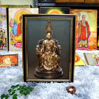 Tranh Mẫu Cửu Trùng Thiên bằng vải phủ bóng khung composite