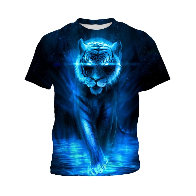 Áo Thun Thể Thao Tay Ngắn Mềm Mại In Hình Hổ Thời Trang Đường Phố Cho Bé Trai