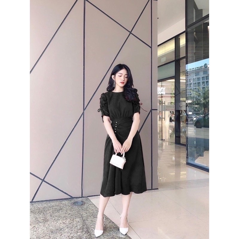 Đầm tay rút eo đính cườm big size 60-90kg