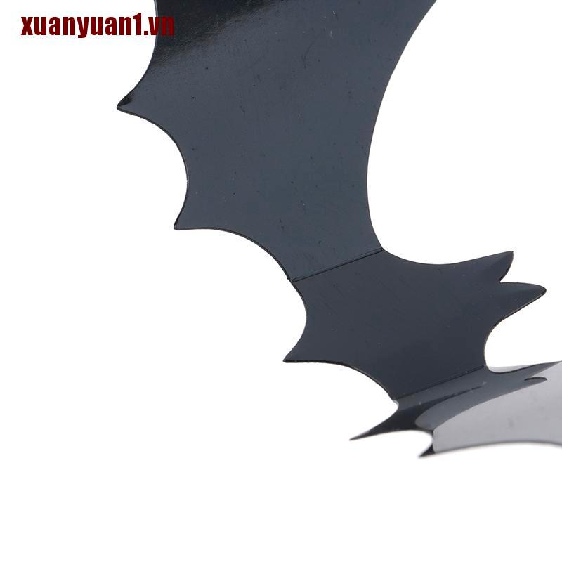 Set 12 miếng dán tường DIY hình dơi 3D màu đẹn bằng PVC