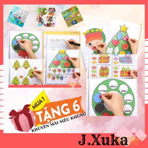 Bộ học liệu bóc dán Montessori Giáng sinh Christmas cho bé - Đồ chơi giáo dục sớm Montessori J32