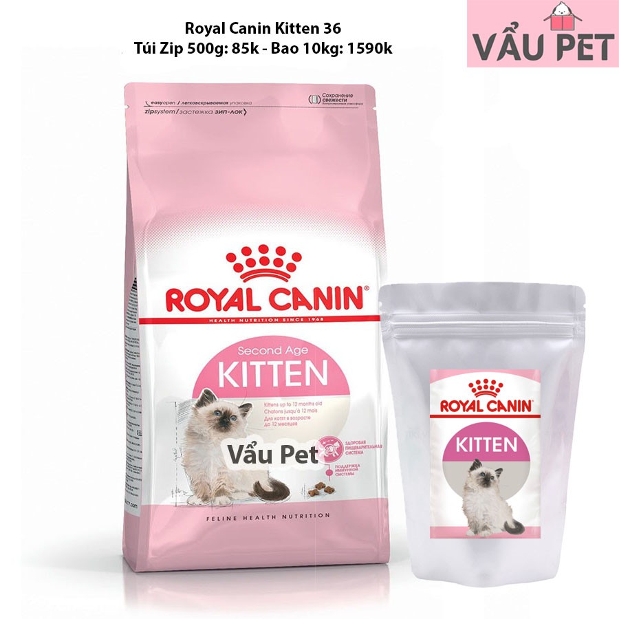 Thức Ăn Hạt Cho Mèo Con Royal Canin Kitten 36 túi zip 500g