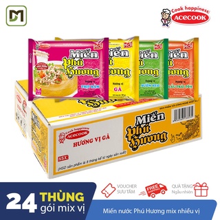 Thùng 24 gói mix Miến Phú Hương vị Lẩu thái tôm thịt bằm sườn heo Acecook