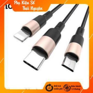 Cáp Sạc 3 Đầu Hoco X26 Ligting Micro Type C Iphone Android( Hàng chính hãng BH 12 Tháng).