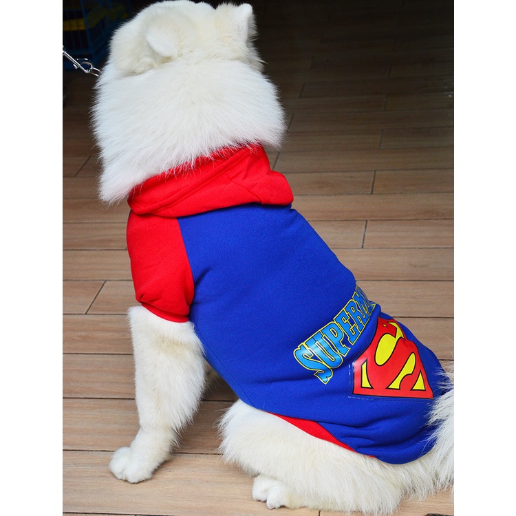 Áo cho chó lớn, đồ cho chó lớn mùa đông Superman nỉ hoddie