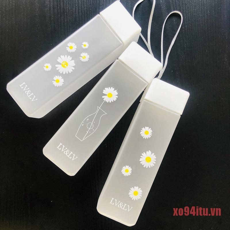 Bình nước nhựa trong suốt in hình hoa cúc đáng yêu 500ml