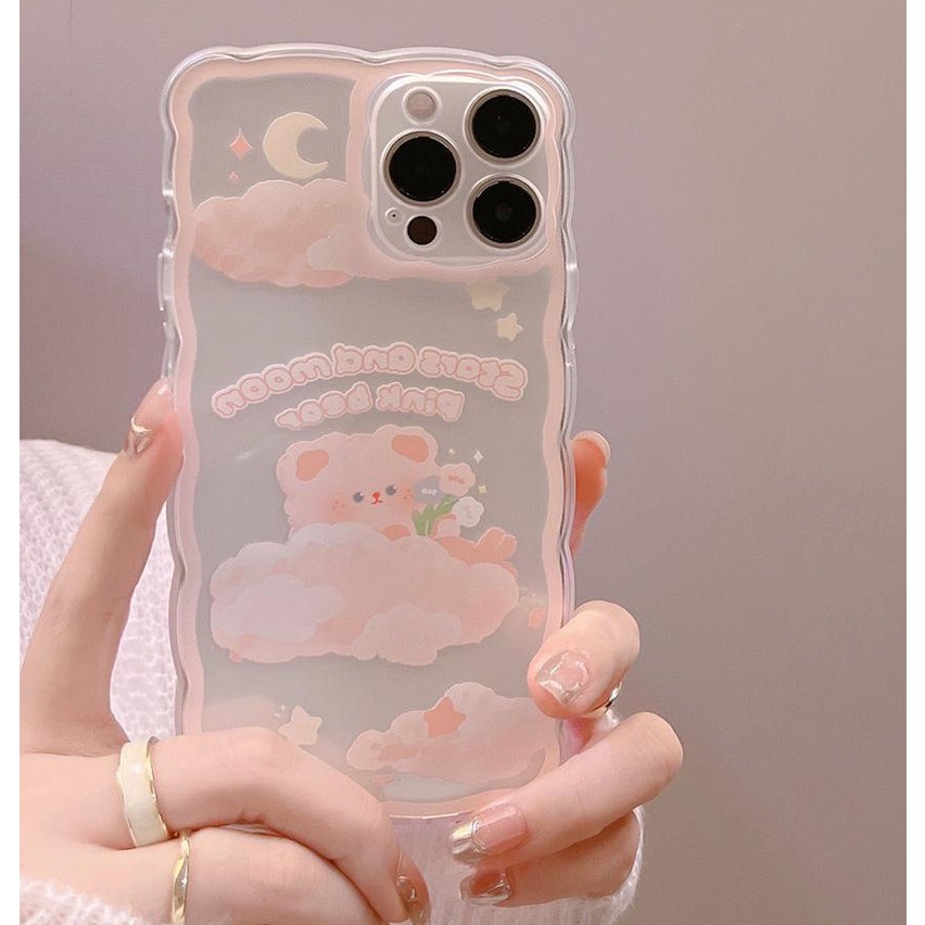 Ốp lưng IPhone trong lượn sóng gấu và mây 6/6s/6plus/6splus/7/7plus/8/8plus/xs/11/12/13/14/pro/max/plus/promax TLS28