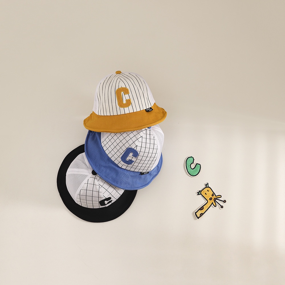 Nón Tai Bèo Phối Lưới Thêu Chữ C Thoáng Khí Phong Cách Hàn Quốc Xinh Xắn Cho Bé