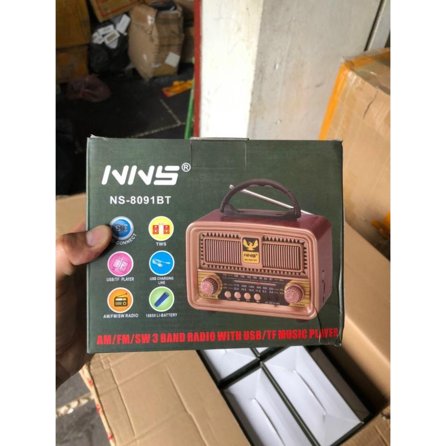 NN28 Loa bluetooth kết hợp đài FM/AM chính hãng NS-8091BT thiết kế phong cách cổ