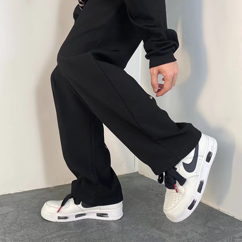 Quần dài ống loe màu trơn phối nút thời trang hàn quốc cho nam simple fashion from rộng  lưng cao quần dài