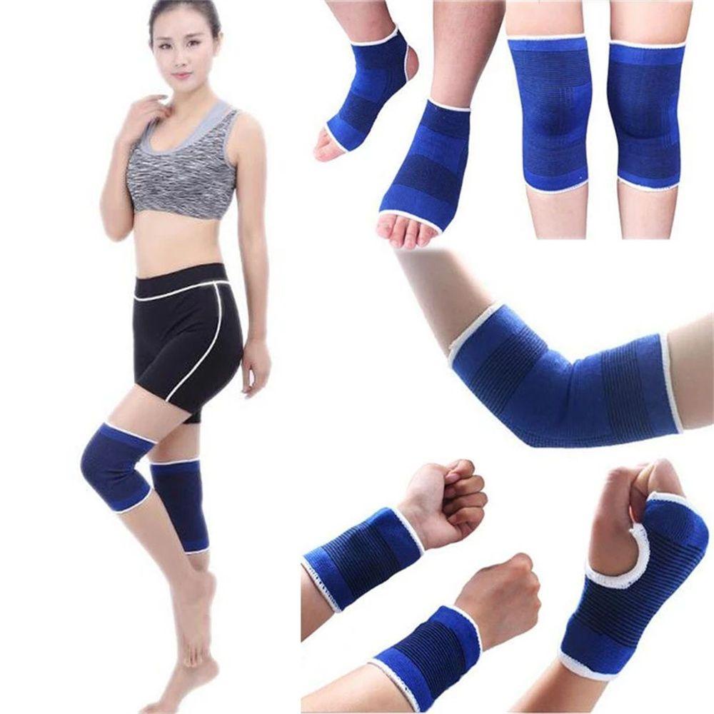 ELLSWORTH 1 Cặp Đai Quấn Bảo Vệ Mắt Cá Chân Dệt Kim Co Giãn Màu Xanh Dương