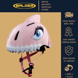 Nón bảo hiểm xe đạp thể thao BALDER shark pink trẻ em cao cấp có đèn led
