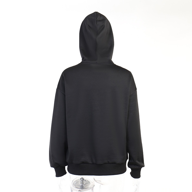 Áo Hoodie Tay Dài Dáng Rộng In Hình Xương Cá Tính Thời Trang Đường Phố Cho Nữ