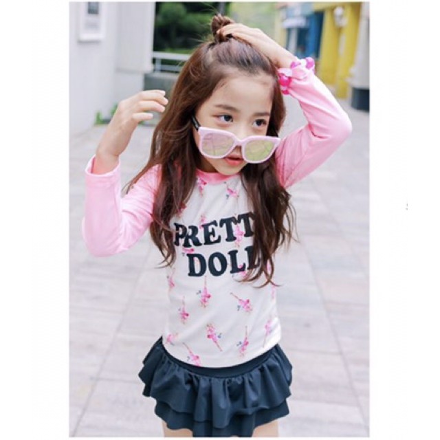 Bộ đồ bơi dành cho bé gái mùa hè Pretty Doll mã C06