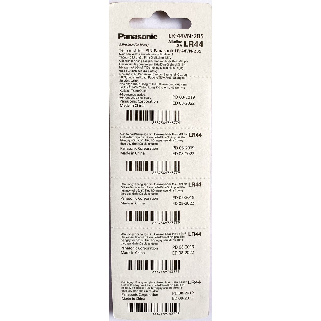 Pin LR44 Panasonic AG13 A76 Vỉ 10 Viên Chính Hãng Thay Máy Tính Casio