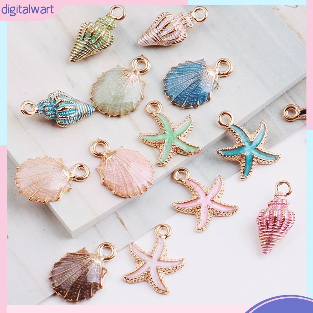 Set 10 mặt dây chuyền hình vỏ sò / ốc / sao biển tự làm đồ trang sức